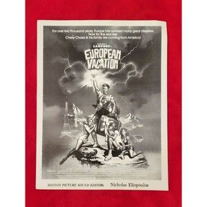 National Lampoon's European Vacation Promo Lobby (?) Card w/ Sound Editor Credit